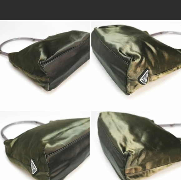 Prada "RARE" Fabric Bag with Acrylic Handle Olive/Khaki - Picture 4 of 8